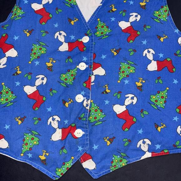 Snoopy Woodstock Handmade Christmas Tree Holly 4 Button Vest - Picture 9 of 10